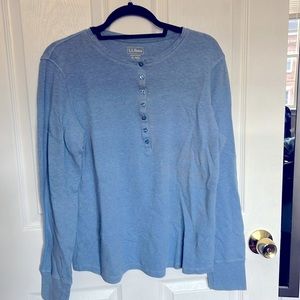 L.L. Bean Light Blue Waffle Knit Henley